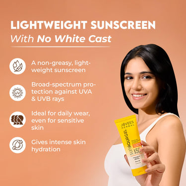 Jovees Herbal Sun Aqua Gel SPF 50 PA+++ | Lightweight, Water-Like Texture | 1% Hyaluronic Acid | Non-Greasy, No White Cast | Perfect for Oily & Combination Skin 100g